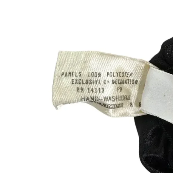 Vintage 70s Dolores For Poirette Black Sleepwear Jumpsuit Medium Lace Gold Satin - Picture 7 of 8